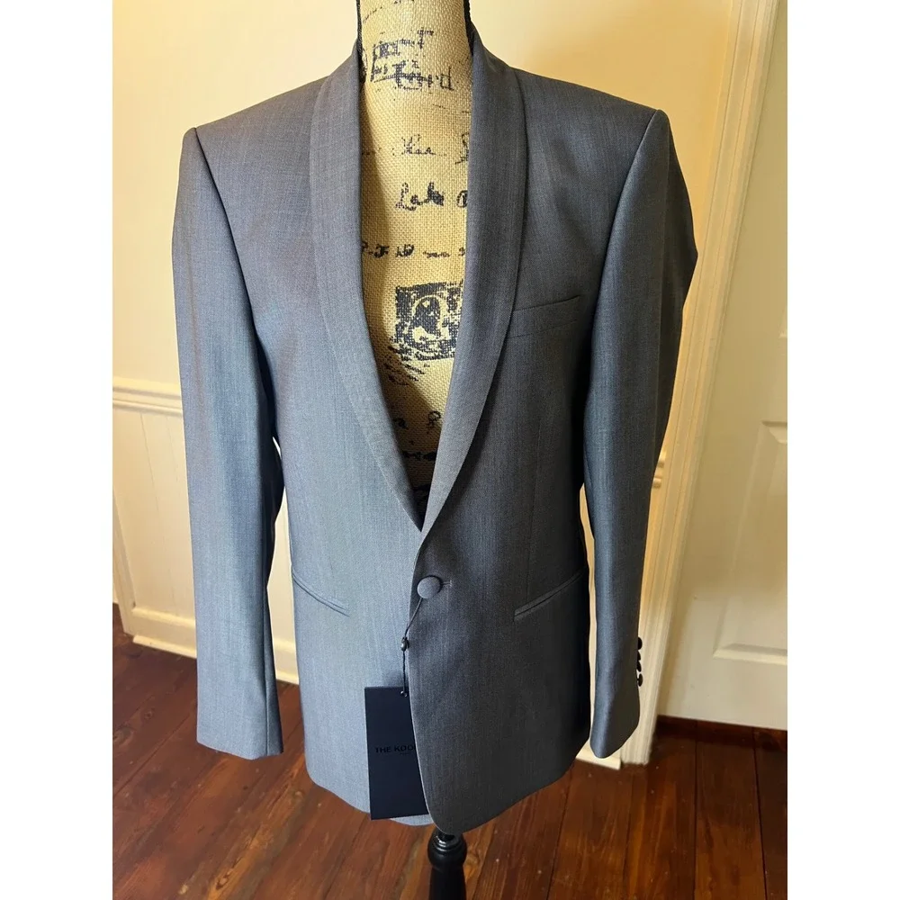 The Kooples Paris Mens Slim Fit Grey‎ Shawl Collar Blazer Suit Jacket Size 50S